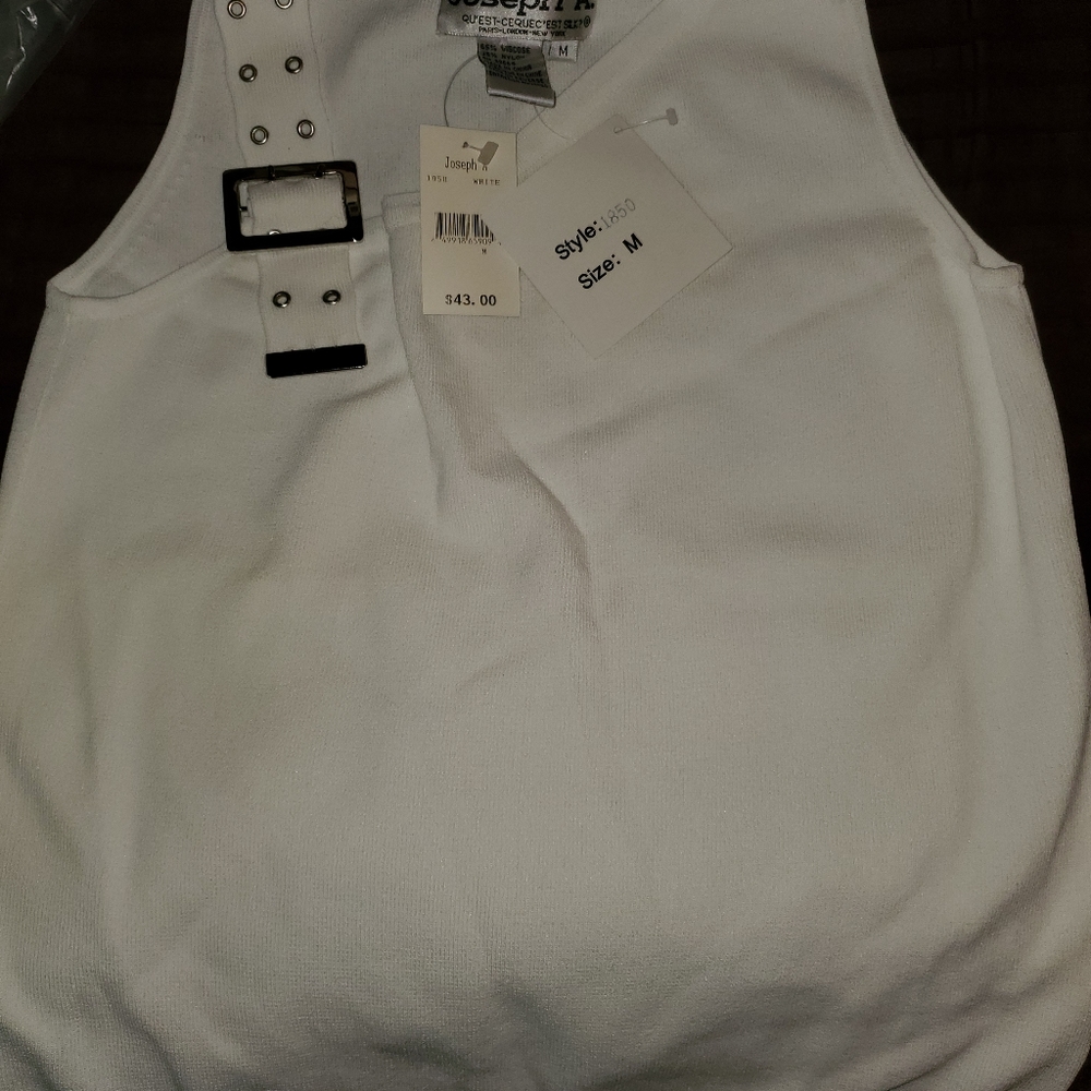 Womens medium white tank top with buckle sleeve